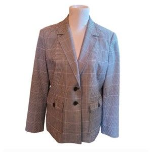 Michael Kors Blazer Houndstooth Style Womens Sz 14, Lined, Black, White, Purple